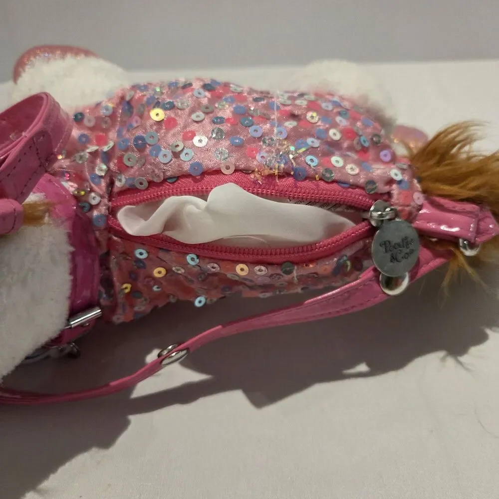 Poochie & Co Girl's Sparkly Pink White Unicorn Pony Horse purse bag